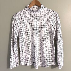 Charter Club Womens M Scottie Scottish Dog Mock Neck Top Supima Cotton Dog Lover